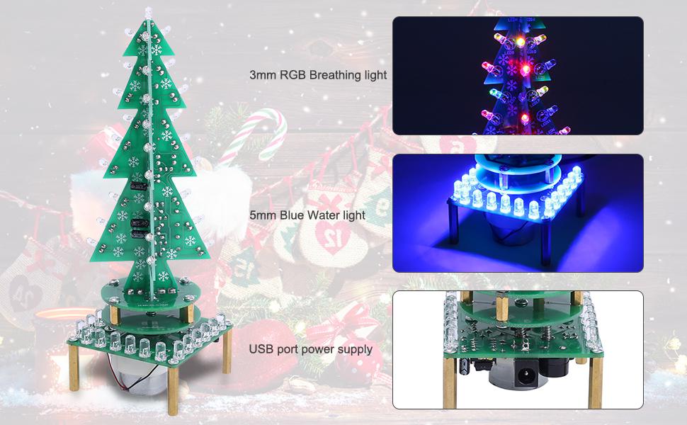 AutoRotate Flash RGB LED Music Christmas Trees Kit Electronic